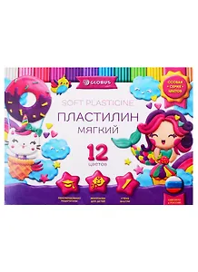 Пластилин 12цв 240гр "Для девочек" к/к., стек, Глобус