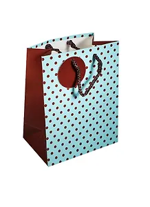 Пакет подарочный бумажный А5 18*23*10 "Горошек", бирюзовый, мат. ламинат, Хансибэг