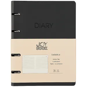 Ежедневник недат. А5 136л "Joy Book" черный агат, иск.кожа, интегр.переплет, 4 кольца, разделители