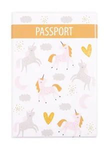Обложка для паспорта Единороги с сердечками (глиттер) (ПВХ бокс) (ОП2021-262)
