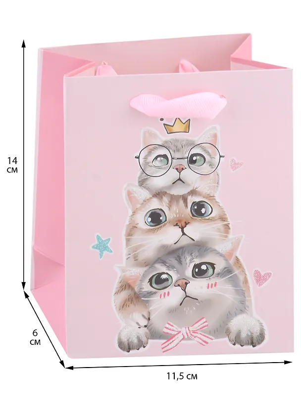 Пакет А6 14*11,5*6 "Kittens on party" жен., бум.мат.ламинат  2950375 — 2