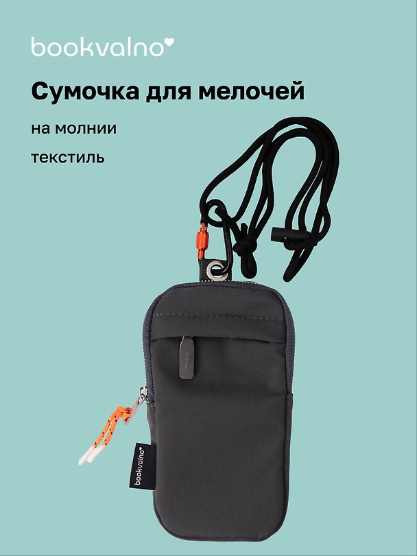 Сумочка на молнии Серая (текстиль) (21х12) (12-12721-202511-RIB-03) 3141397 — 1