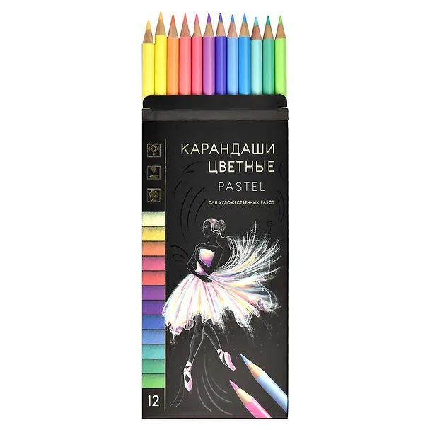 Карандаши цветные Феникс+, "Пастель", 12 цветов 2979549 — 2