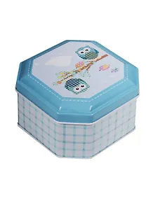 Шкатулка Совы (восьмиугольник) (9,5х9,5) (металл)