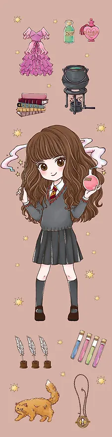 Гермиона Грейнджер. Закладка с резинкой. Коллекция «Cute kids» 2900923 — 1