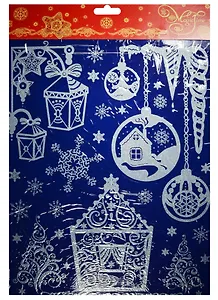 Новогоднее оконное украшение  Снежный домик (30х38)