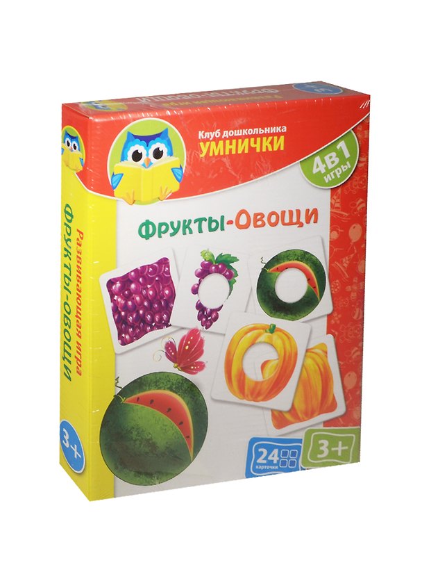 НИ КД Умнички Фрукты-Овощи (4в1) (VT1306-06) (24 карточки) (3+) (коробка) 2475701 — 1