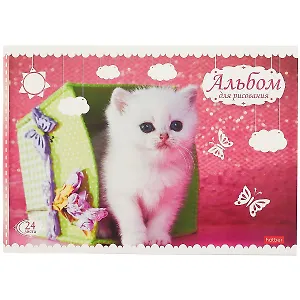 Альбом для рисования Hatber, "Кошарики", А4, 24 листа, на скрепке, в ассортименте