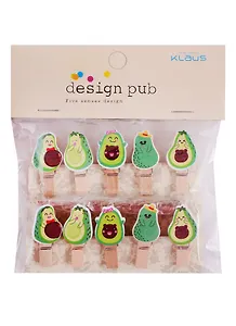 Прищепки декоративные с веревкой 10 шт. Авокадо