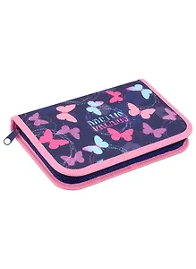 Пенал 1 отделение "Яркие бабочки" 21*13,5 см, молния, полиэстер
