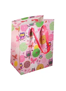 Пакет подарочный бумажный А5 18*23*10 "Совы. Owls", розовый, мат. ламинат, Хансибэг