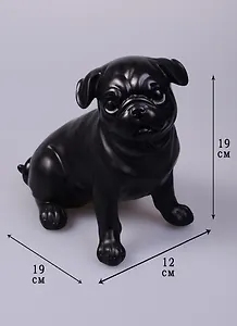 Фигурка полирезина Мопс черный сидящий (19x12x19) (44421)