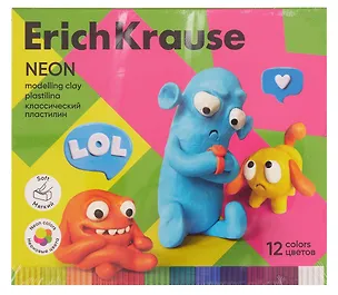 Пластилин 12цв 216г "Jolly Friends Neon" классический, стек, к/к 3111866