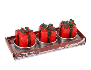 Новогодний набор свечей Подарки (3шт) (14х4х6) (12-3307018479-24)