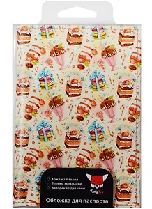 Обложка для паспорта Тортики / пирожки (кожа) (07-005)