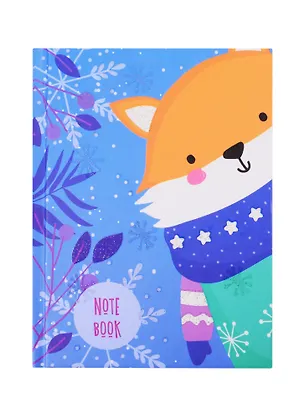 Записная книжка А6 64л кл. "Зимний лис" 7БЦ, мат.ламинация, выб.лак., блестки «Золото» 255886