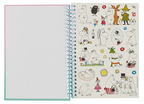 Книга для записей А5 48 листов "Moomin" евроспираль, с подвеской-помпоном, с наклейками 3026664 — 3