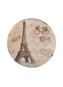 Подставка под кружку Париж с велосипедом (круглая с рельефными краями) (11см)