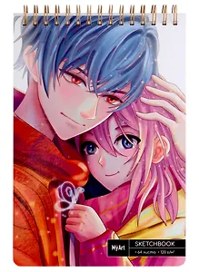 Скетчбук А4 80л "Аниме. Love story" белый офсет, 120г/м2, тв.обложка, спираль