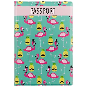 Обложка для паспорта Фламинго и ананас с усами 9*13см (ПВХ бокс) ОП2017-164
