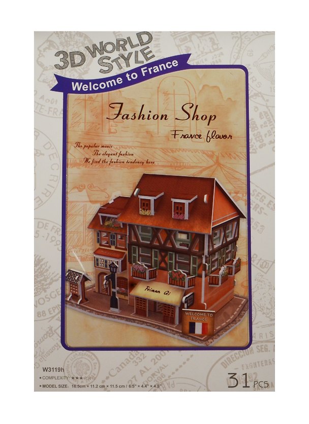 Конструктор 3D Здания Франция Fashion Shop (W3119h) (11069004) (31 дет.) (16,5х11,2х11,5см) (3 2475935 — 1