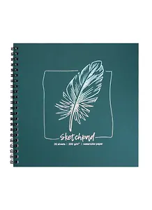 Скетчбук 195*195 20л "Перо", 200г/м2, тв.обложка, фольга, гребень