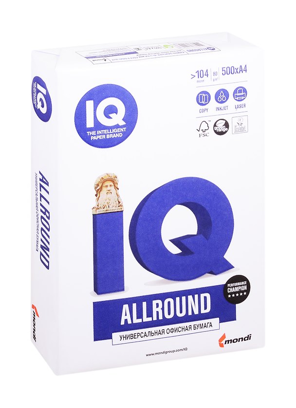 Бумага А4, 500 листов, 80г/м2, «IQ ALLROUND», IQ 257128 — 1