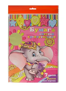 Бумага крепированная 07цв 07л А4 + 1л картон бел., 32г/м2, инд.уп., подвес, Феникс