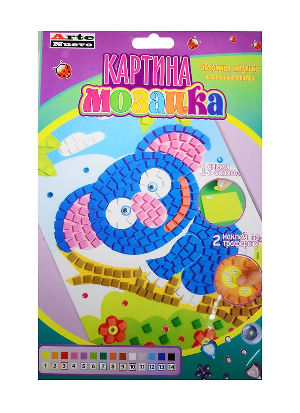 Картина-мозаика Панда (DT-1016) (объемная мозаика из EVA) (3+) (упаковка) (Arte Nuevo) 2512427 — 1