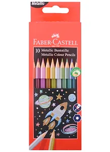 Карандаши цветные Faber-Castell, 10цв., металлик,  заточен., картон. упак., Faber-Castell