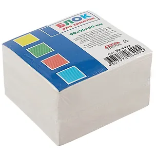 Блок для заметок непроклеенный, белый, 9х9х5 см 258128