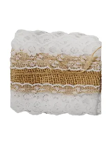 Тесьма джут с двойным кружевом, 9 см* 90 см, в пакете с подвесом, экрю  (11-00530-22)