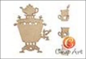 Заготовка из картона, Декоративный элемент, "Вокруг самовара" (4 шт)