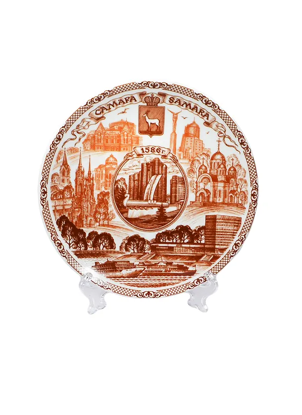 Тарелка фарфор коричневый рисунок D15 Самара (15-7BR-55) 2415699 — 1