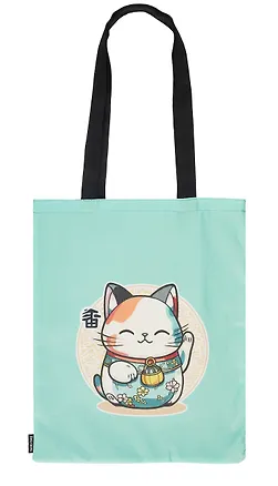 Сумка Котик Манэки-нэко (бэби) (мятный) (текстиль) (40х32) (СК2023-264) 3017090