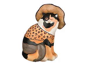 Копилка Кошка в шляпе рыжая 17см (247-115)