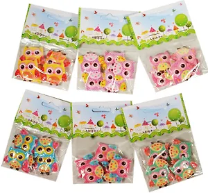 Декоративные совы пластиковые с клеевой подушкой (11069900) (5 шт) (6 цв.) (пакет с хедером)