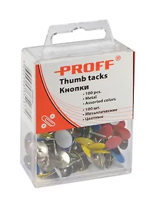 Кнопки силовые 100шт ассорти, пл/уп, подвес, Proff
