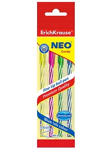 Ручки шариковые Erich Krause, Neo Candy, синие 4 штуки