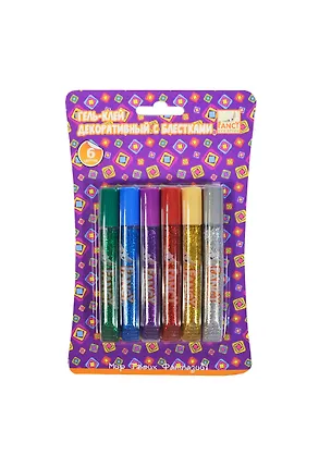 Гель-клей декор. с блестками (FD020100) (C27236) (6 цв.х10,5мл) (Fancy Creative) (3+) (блистер) 2420521