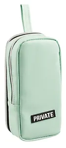 Пенал-косметичка 2 отделения "Private" пастельный мятный, 21*9*8 см, вертикальный