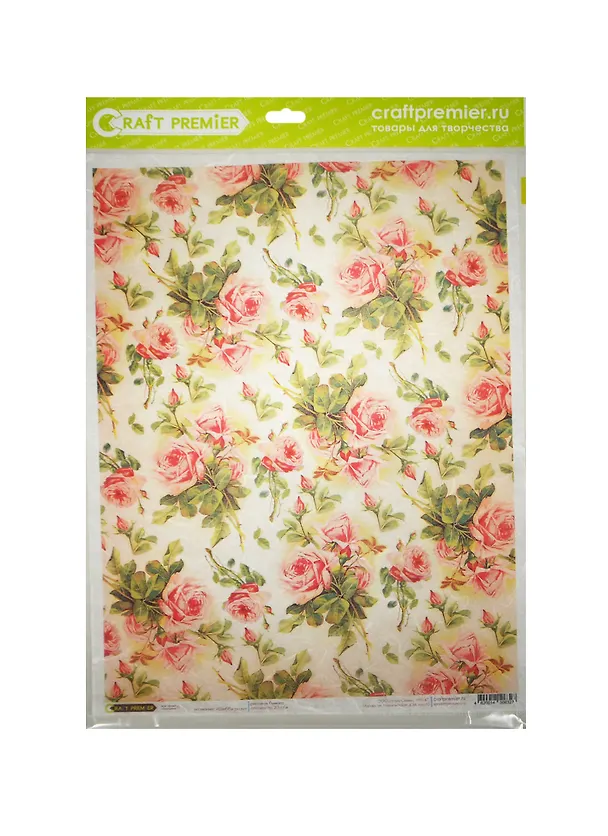 Рисовая бумага для декупажа Шебби розы 28,2х38,4см, 25г/м, CP06327 2454558 — 1