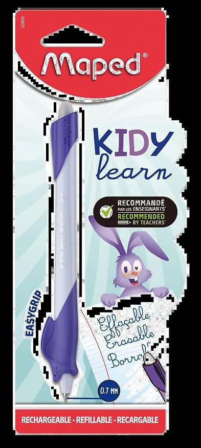 Ручка шариковая синяя "KIDY LEARN RABBIT" со стираемыми чернилами, с ластиком, с тренажером для постановки письма, 0,7мм, блист., Maped 3156865 — 1