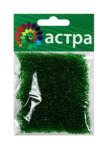 Набор д/творчества АСТРА Бисер 11/0 20гр 7B зеленый/прозрачный