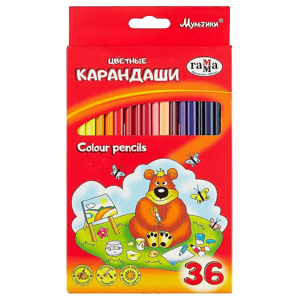Карандаши цветные Гамма, "Мультики", 36 цветов 251174 — 1