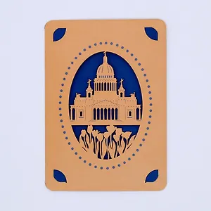 Открытка печатная резная с конвертом Ажурный город (004)