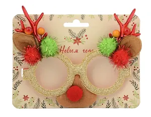 Очки новогодние Рожки олененка с ушками и помпонами (пластик) (12-6142-HNY26)