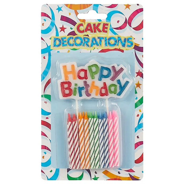 Набор свечей для торта с табличкой Happy Birthday (20шт) (6см) 2480039 — 1