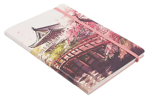 Книга для записей А5 80л лин. "Sakura. Karahafu" кожзам, с резинкой, тиснение фольгой 3103403 — 2