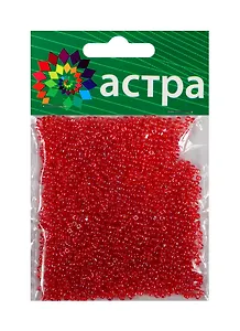 Набор д/творчества АСТРА Бисер 11/0 20гр 105 красный/прозр.глянцевый